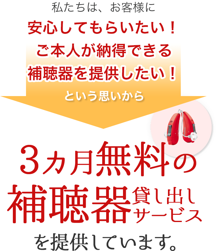 ３ヶ月無料の補聴器貸し出しサービス