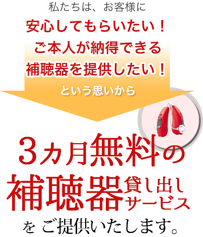 ３ヶ月無料の補聴器貸し出しサービス